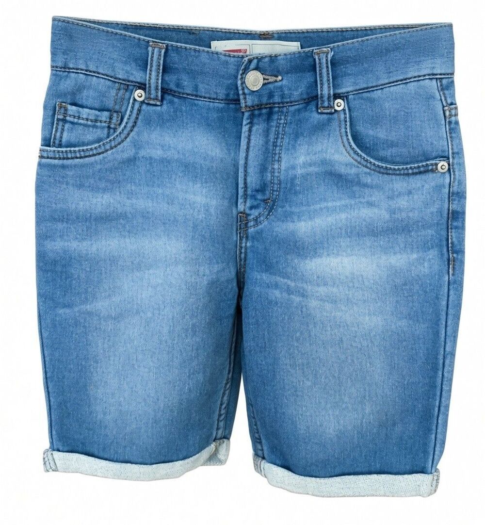 Levi's Girls Blue Jean Soft Denim Cuffed Bermuda Shorts Size 10